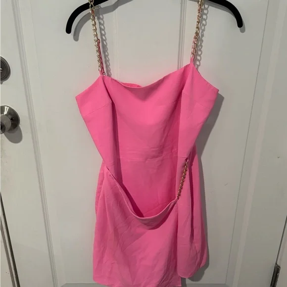 Amanda Uprichard | Dresses | Amanda Uprichard Strapless Pink Dress With Gold  Chain Straps | Poshmark